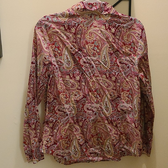 Eddie Bauer Paisly Button down Blouse - Picture 2 of 4